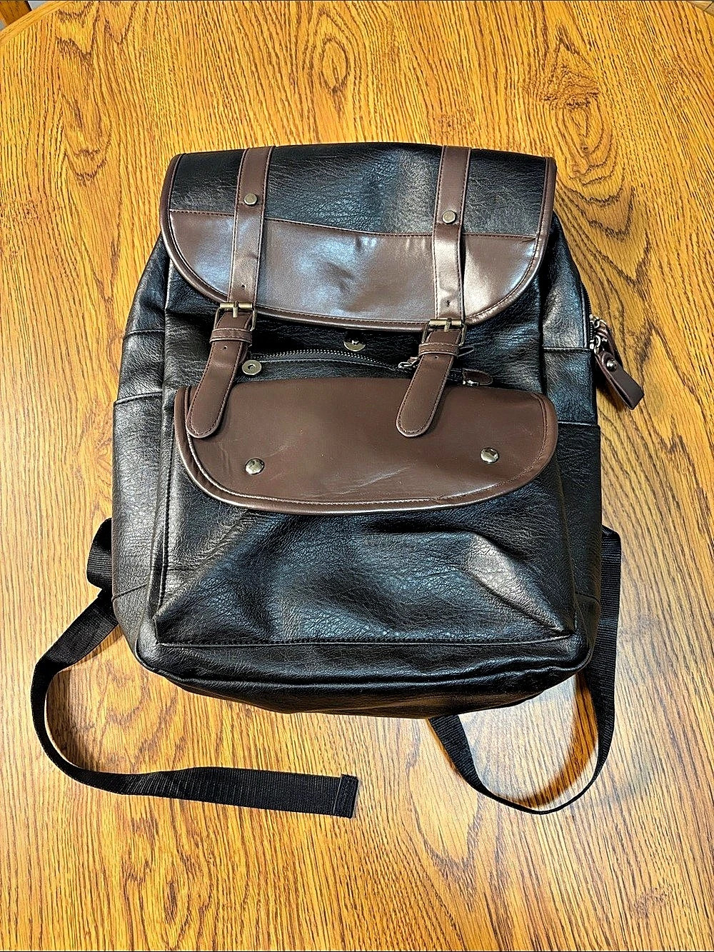 Colorblock Backpack in Black & Brown